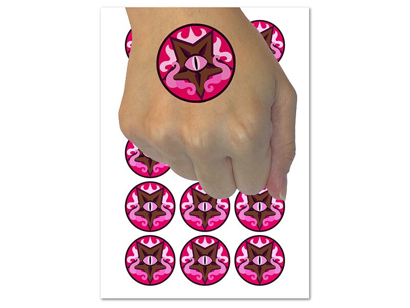 Warlock Pentagram with Tentacles and Eye Temporary Tattoo Water Resistant Fake Body Art Set Collection (1 Sheet)