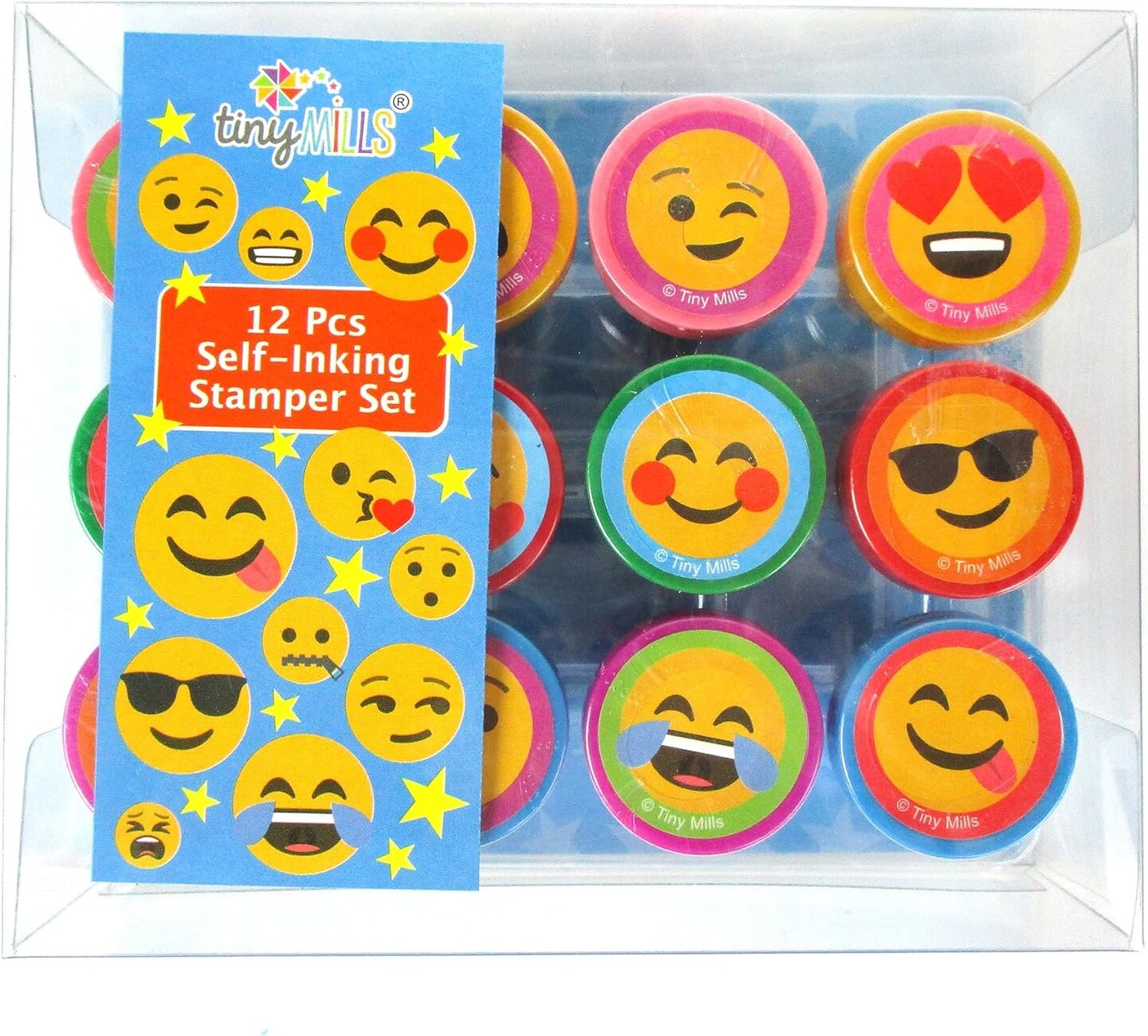 TINYMILLS 12 Pcs Emoji Stamp Kit for Kids