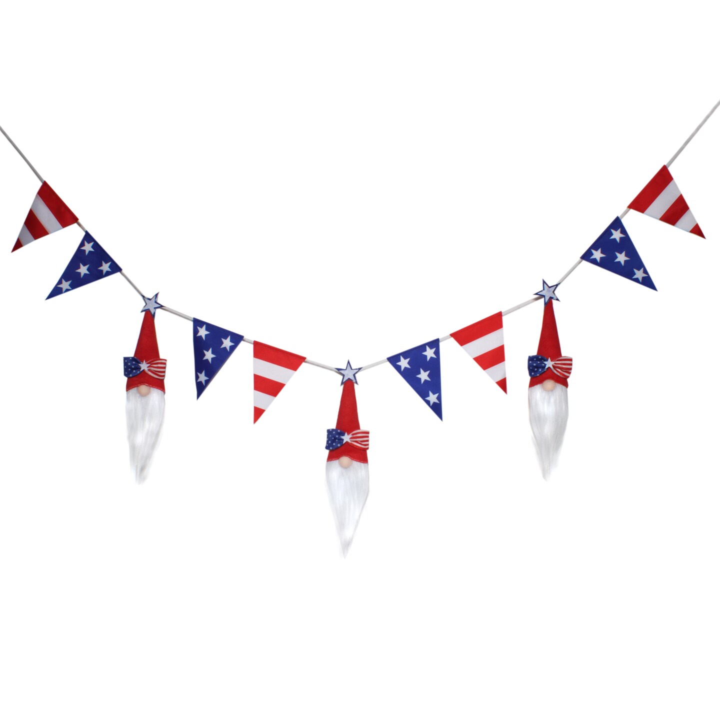 6 ft. Patriotic Flags and Red Gnomes Garland