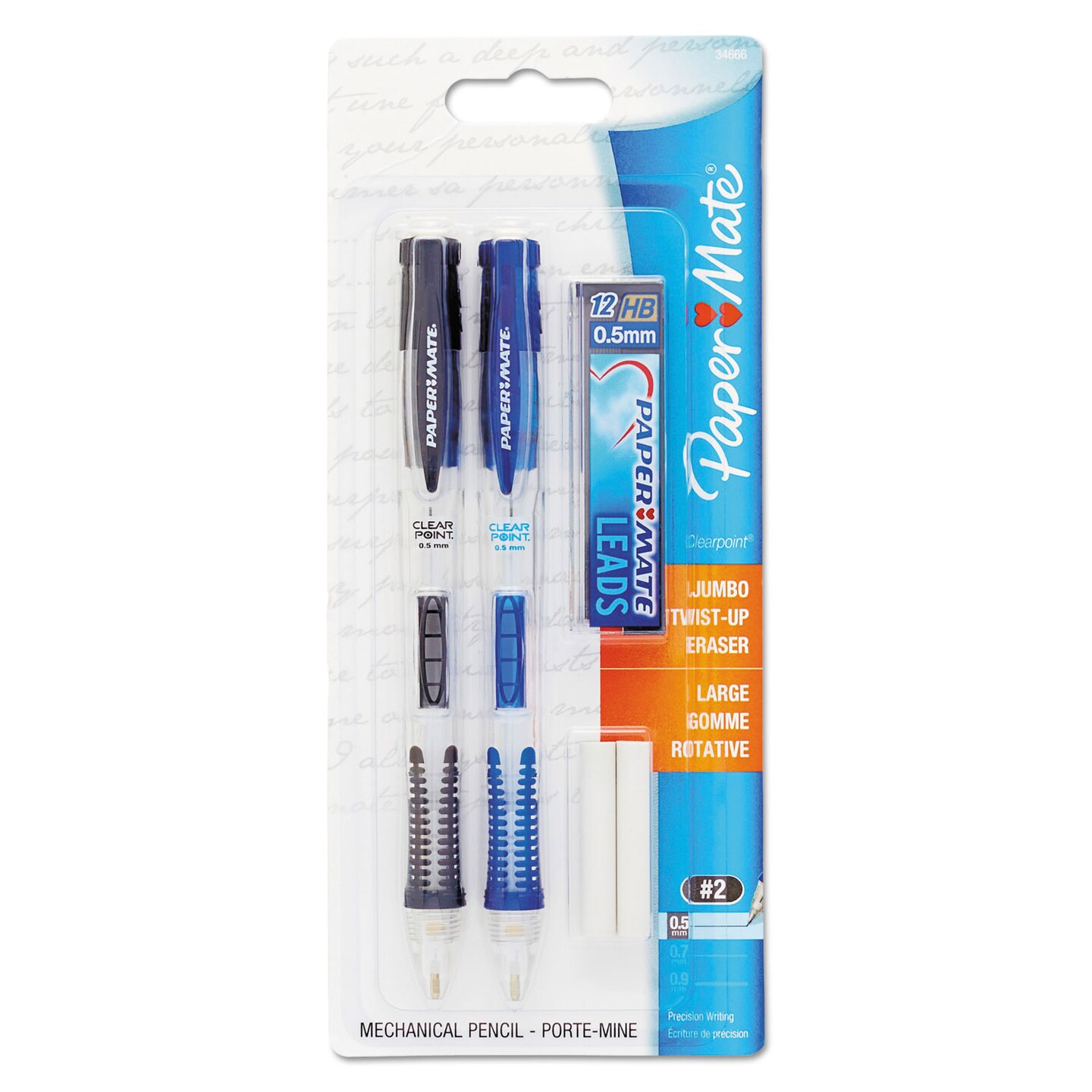Papermate Clear Point Mechanical Pencil, mm, HB Black