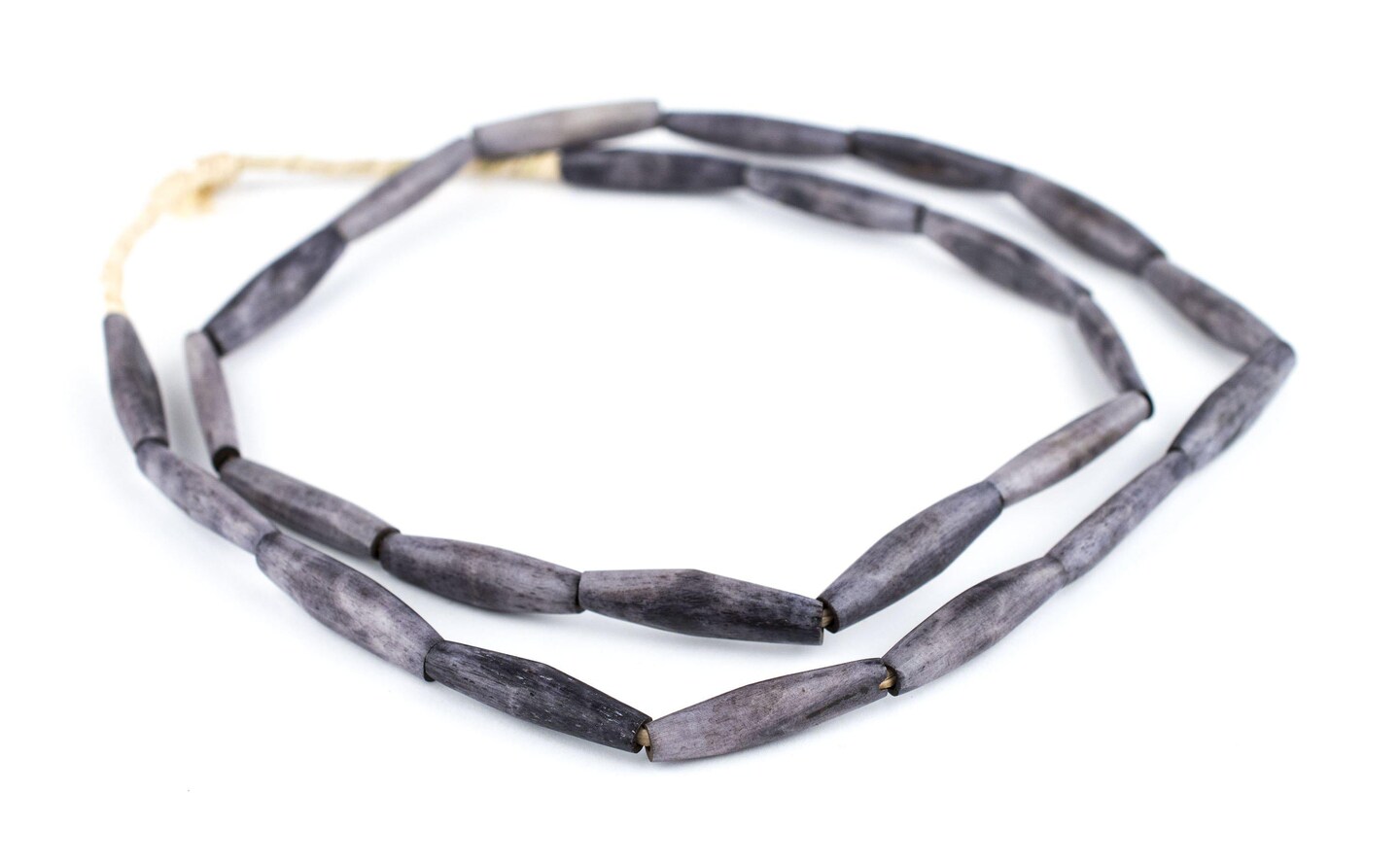 The Bead Chest Dark Grey Kenya Bone Beads Elongated 8mm African Tube Large Hole 32 Inch Strand Handmade
