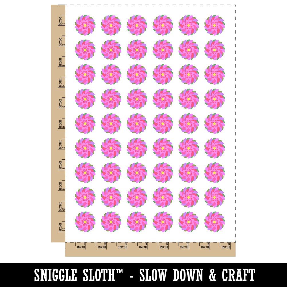 Swirling Geometrical Flower Temporary Tattoo Water Resistant Fake Body Art Set Collection (1 Sheet)