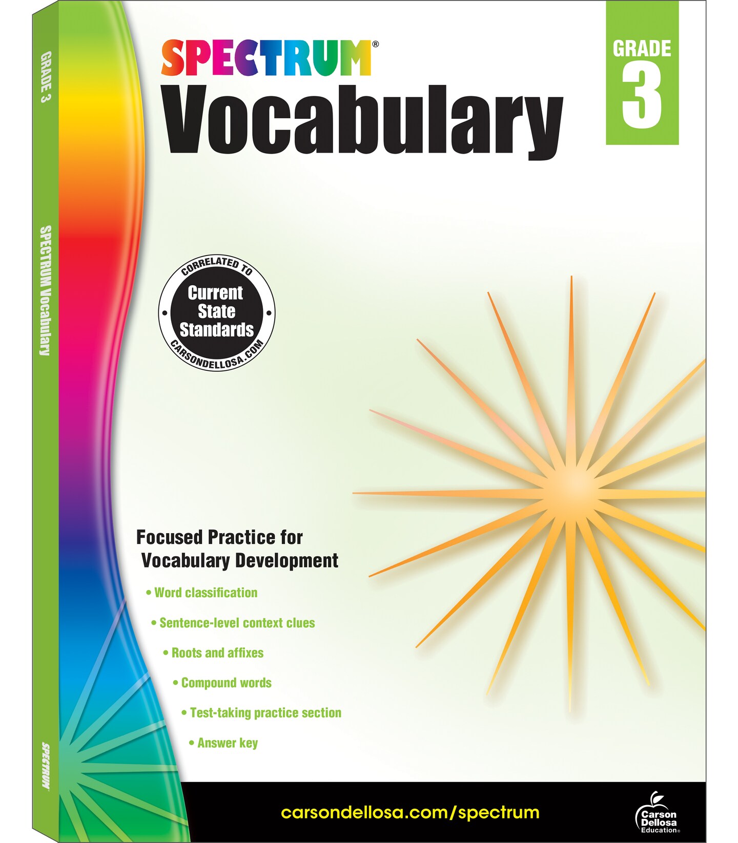 Spectrum 3rd Grade Vocabulary Workbook, Ages 8 to 9, Prefixes, Suffixes, Word Classification Vocabulary Building With Reading Comprehension and Vocabulary Test Practice, Grade 3 Vocabulary Workbook