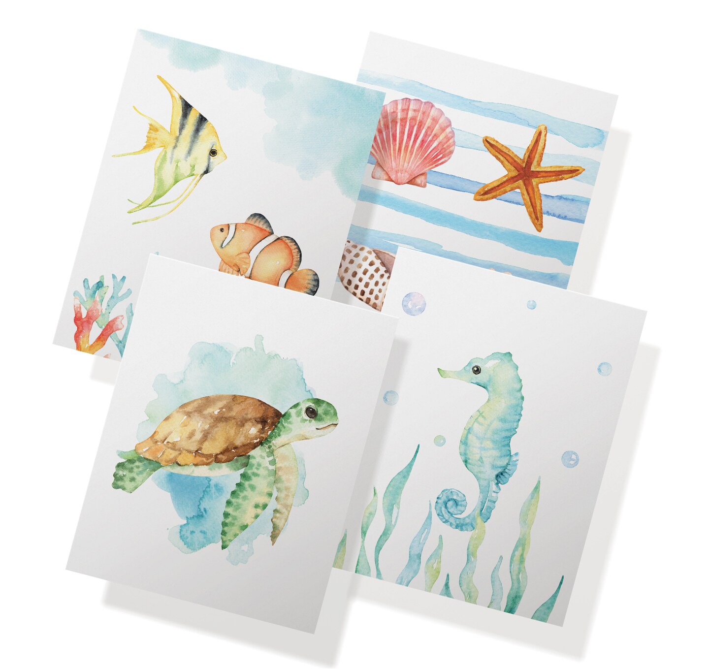 Twigs Paper - Assorted Ocean-Themed Greeting Cards - Stationery Cards with Envelopes - Thank You Card - Blank Note Cards - Greeting Cards for All Occasions - Made in USA (5.5 x 4.25, Set of 12)