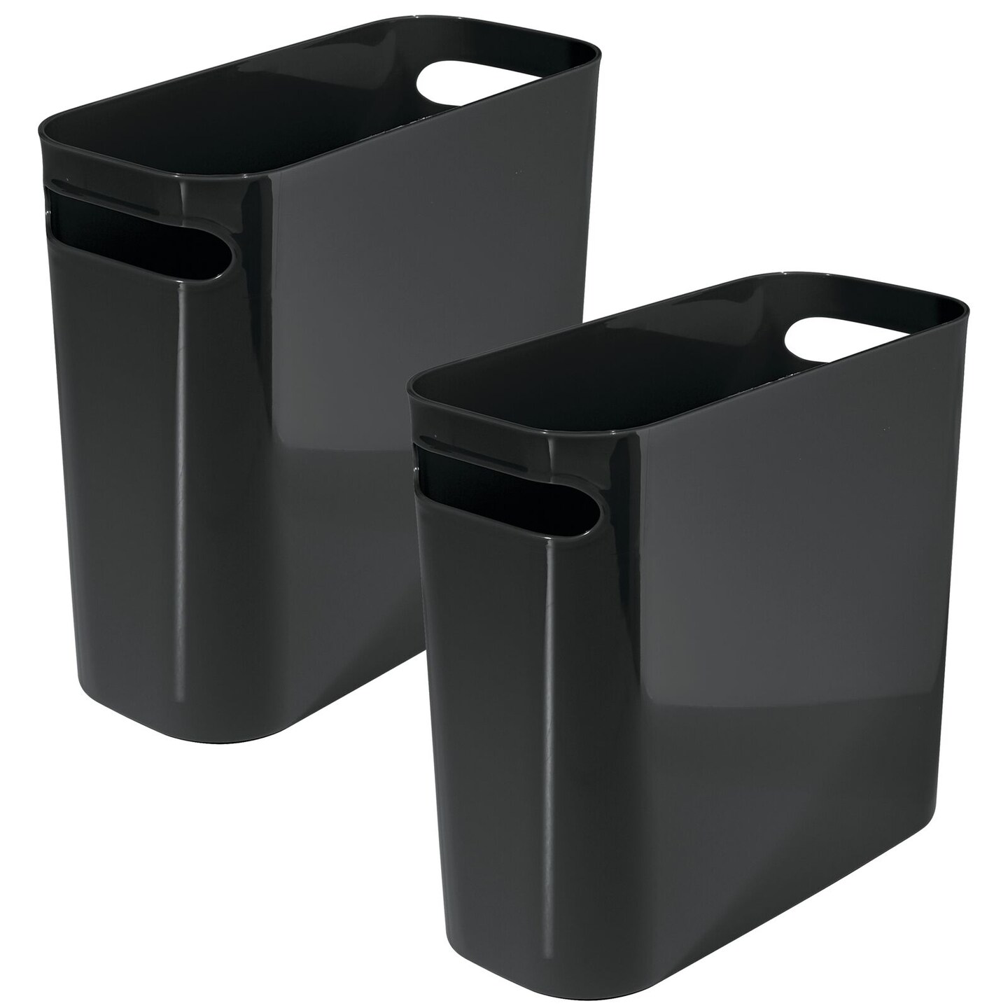 Umbra Loft Mini Plastic Round Swing Lid Garbage Can, Black, 5-L