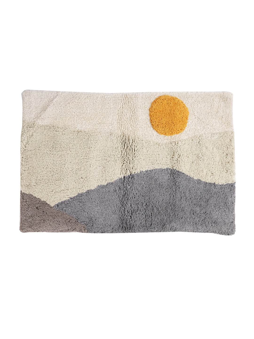 Hand Tufted Sun Rising Landscape Cotton Bath Mat For new year gift