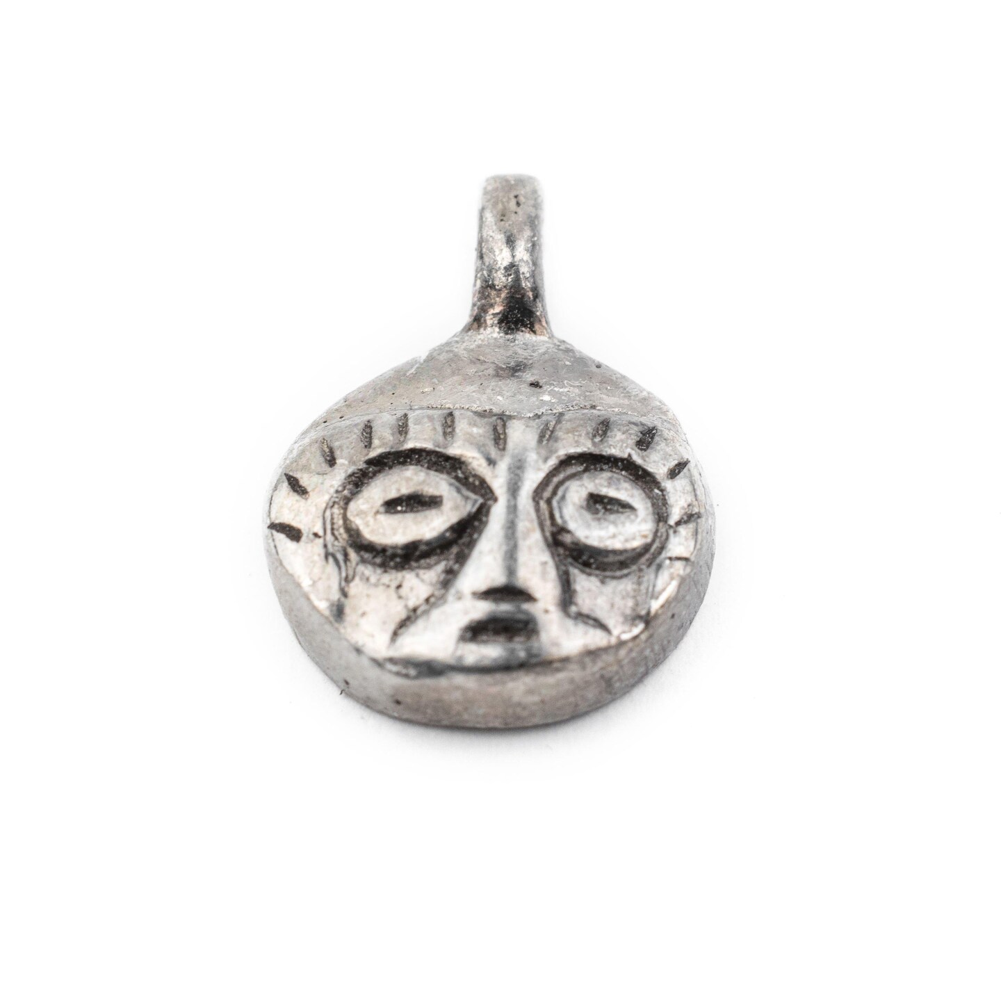 TheBeadChest African Silver Mask Charm Pendant (19x14mm): Genuine West African Mask Design for DIY Jewelry &#x26; Necklaces