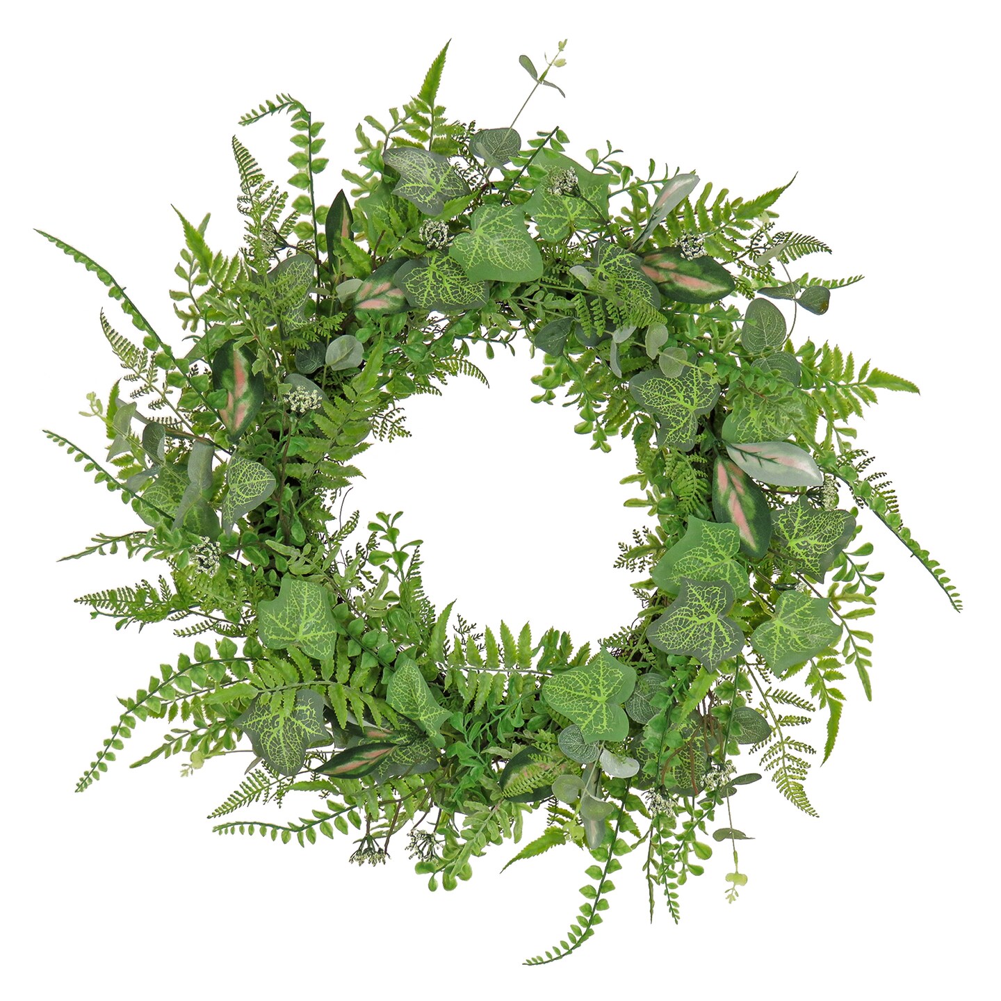 National Tree Company Artificial Spring Wreath, Woven Branch Base, Decorated with Mixed Leafs, Greenery, Spring Collection, 26 Inches