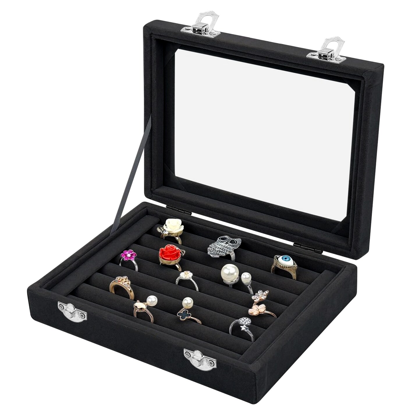 7 Slots Dustproof Rings and Earrings Storage Box