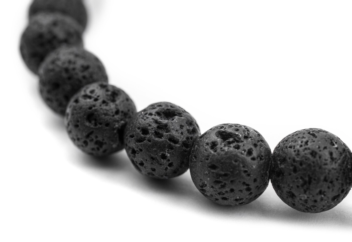 TheBeadChest Black Volcanic Lava Beads (8mm) (Large Hole)