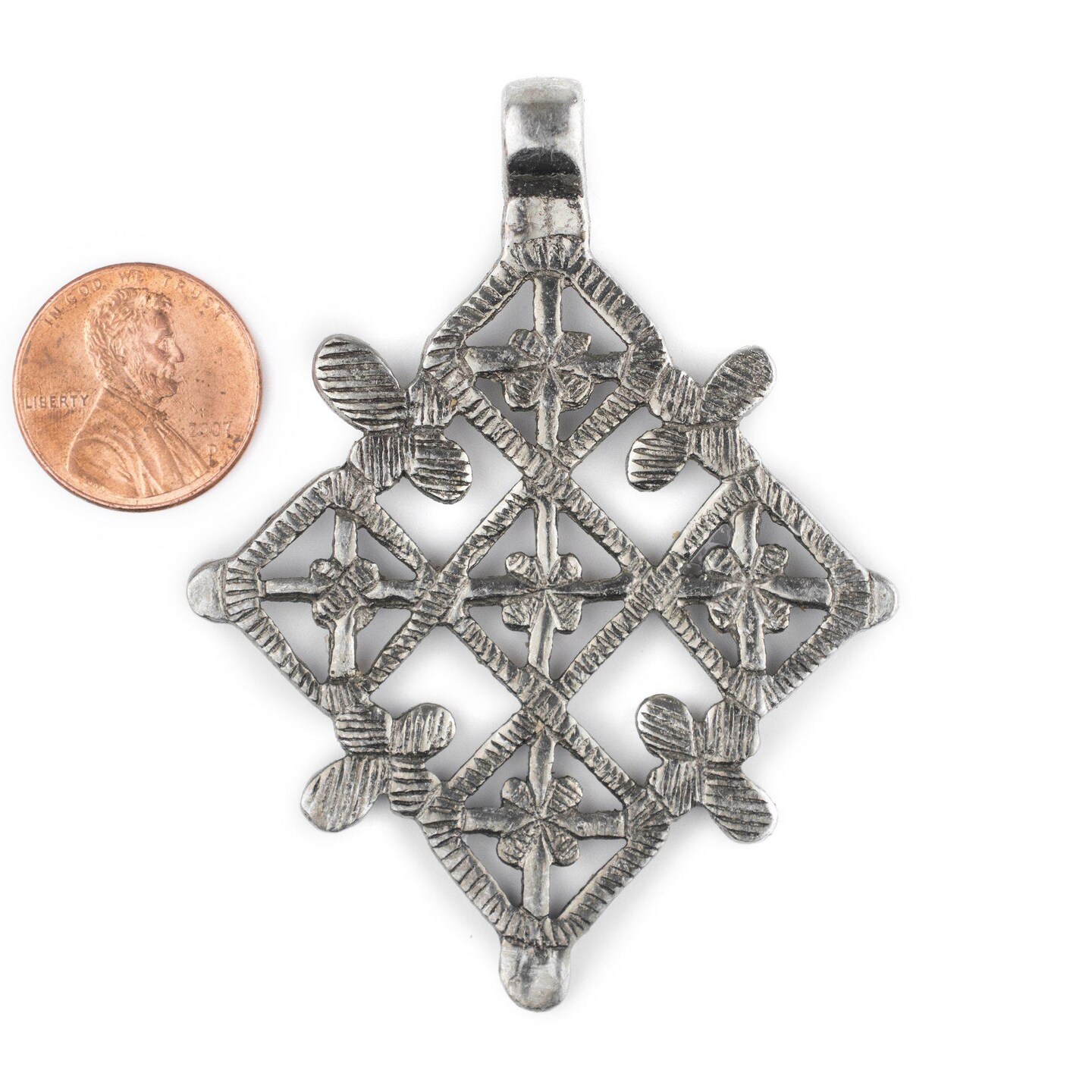 Silver Ethiopian Coptic Cross Pendant, African Abyssinian Design, Orthodox Christian Pendant for Jewelry, The Bead Chest