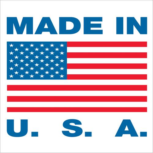 Tape Logic Labels, "Made in U.S.A.", 5/8" x 5/8", Red/White/Blue, 500