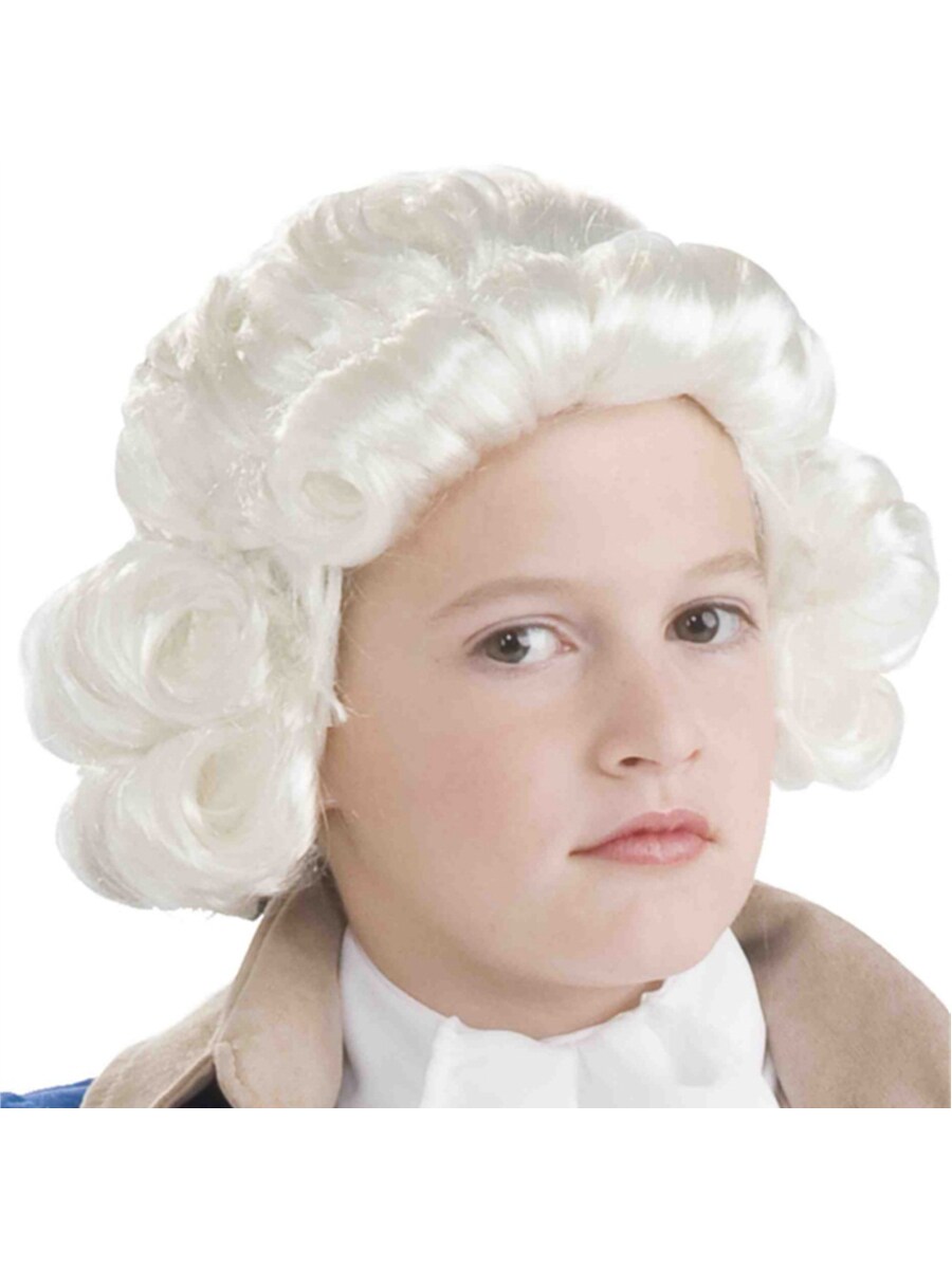 Child&#x27;s White Colonial Boy Settler Governor Judge Wig