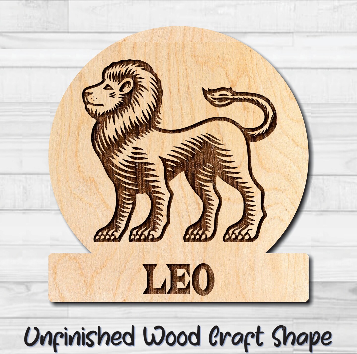 Leo Zodiac Sign Unfinished Wood Shape Blank Laser Engraved Cutout ...