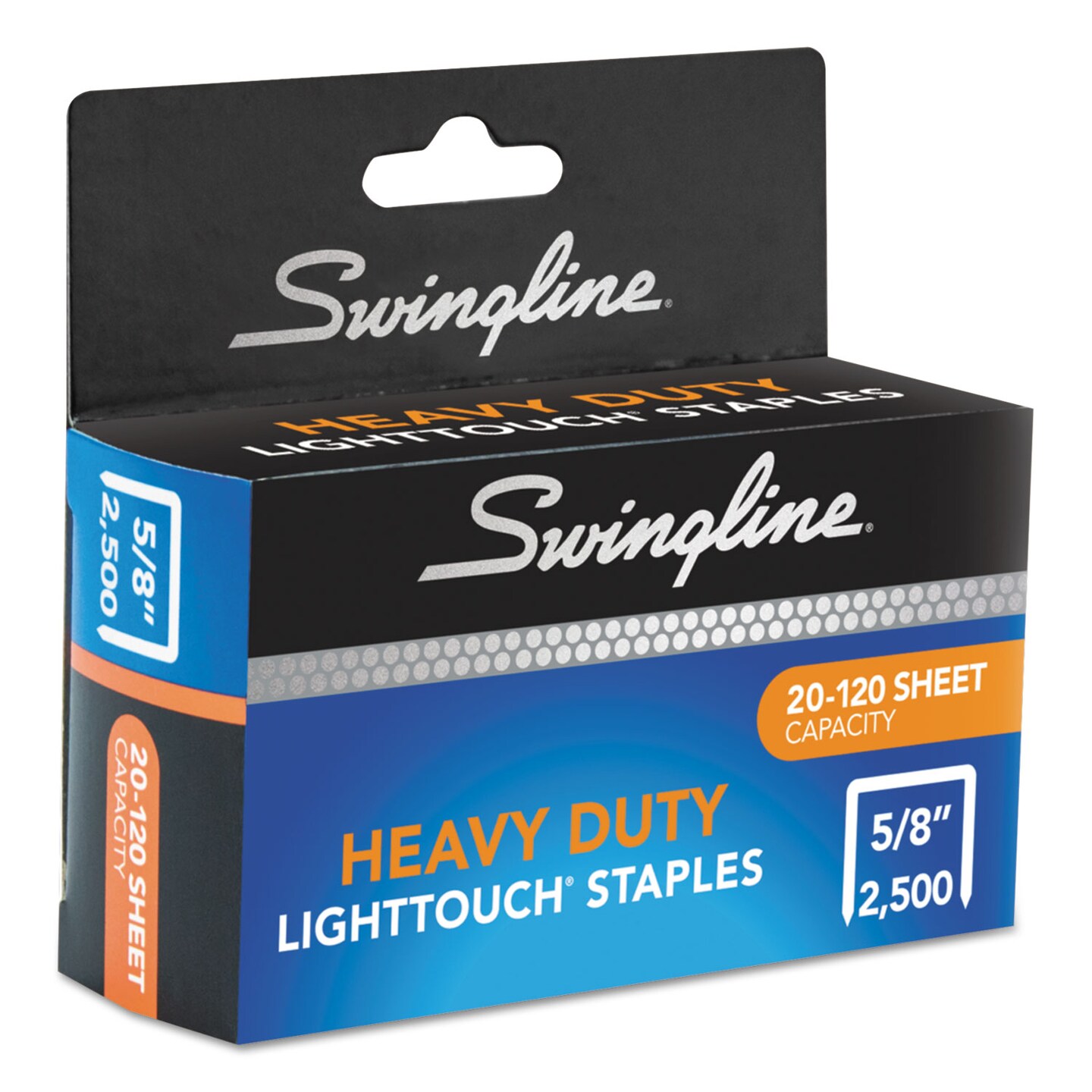 Swingline Light Touch Heavy-Duty Staples, 0.63&#x22; Leg, 0.5&#x22; Crown, Steel, 2,500/Box