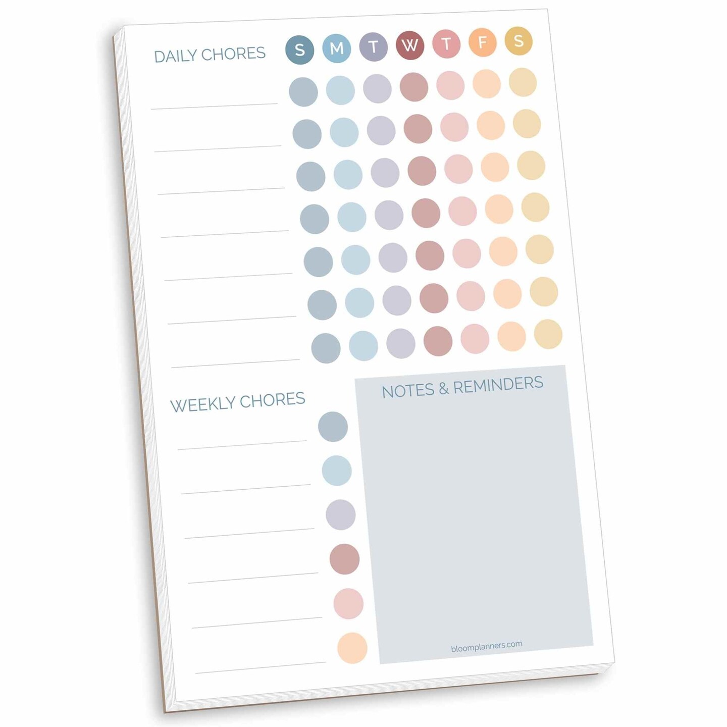 bloom daily planners Planning Pad, 6&#x22; x 9&#x22;, Chore Pad with Magnets, Pastel