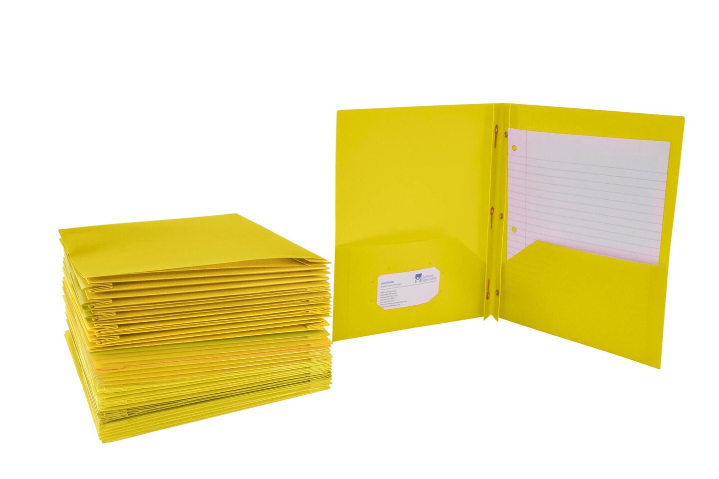 School Smart 2-Pocket Poly Folders with Fasteners, Pack of 25