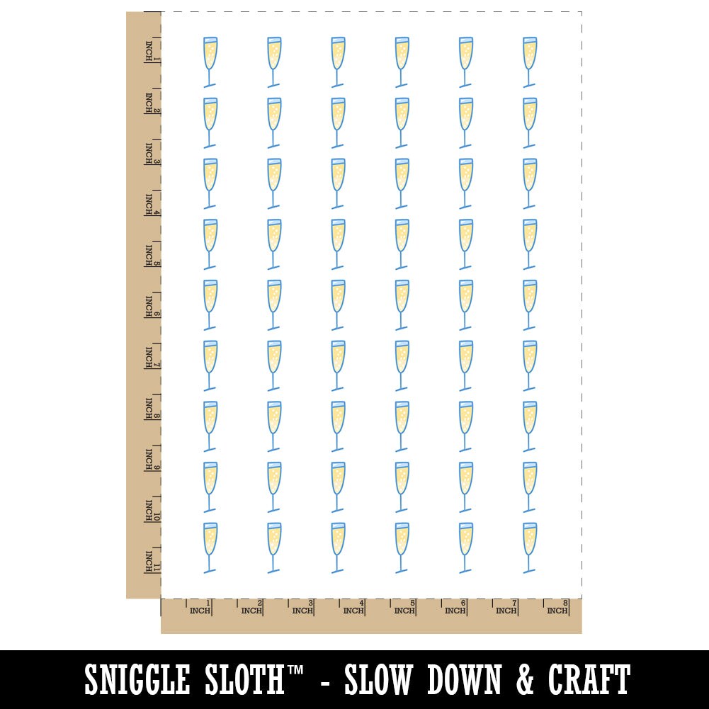 Champagne Glass Doodle Temporary Tattoo Water Resistant Fake Body Art Set Collection (1 Sheet)