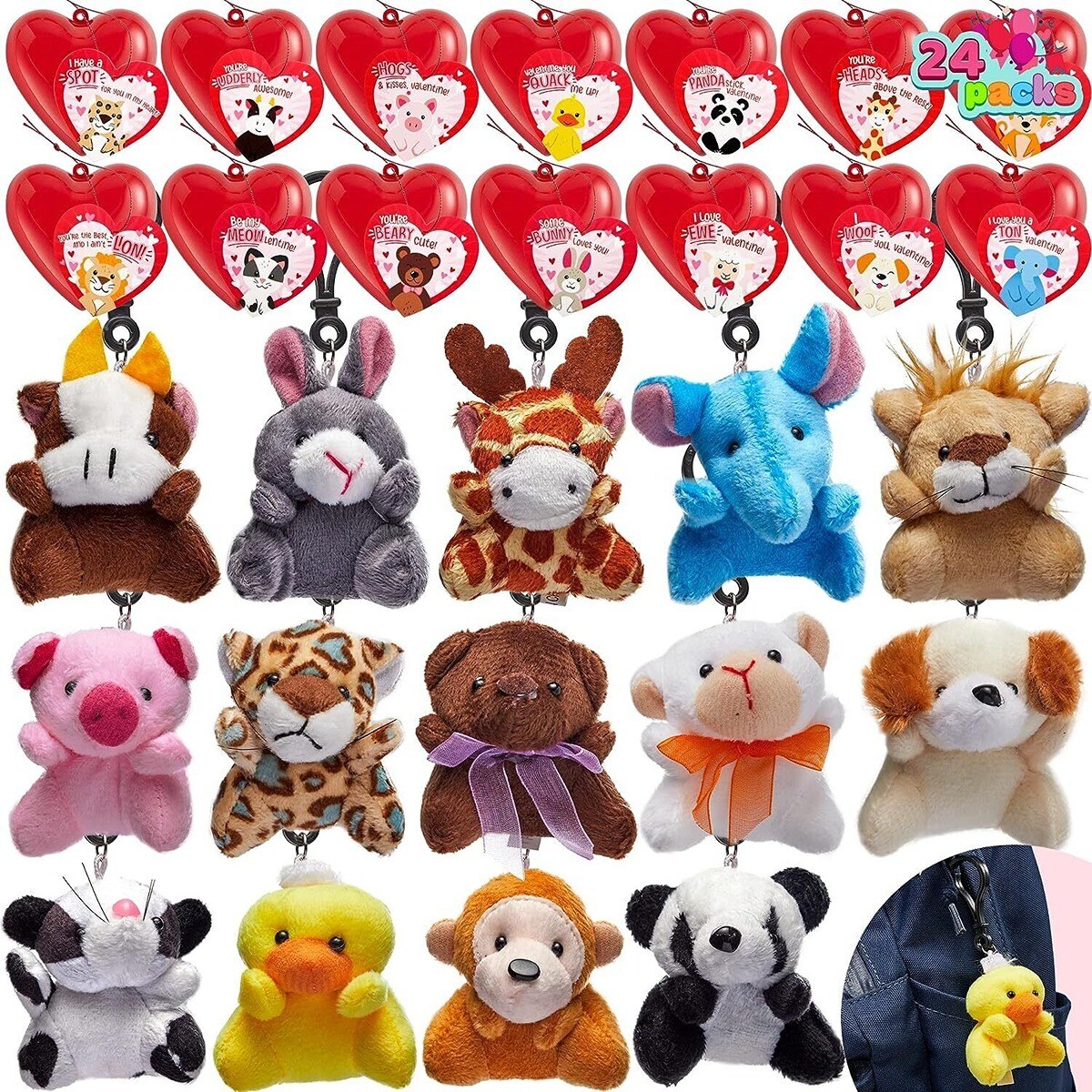 Prefilled Hearts Animal Plush Toy Keychain Valentine&#x27;s Day