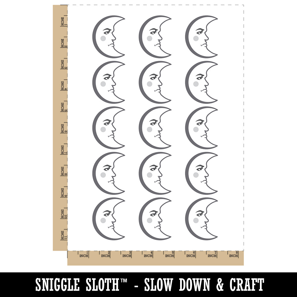 Heraldic Moon Face Temporary Tattoo Water Resistant Fake Body Art Set Collection (1 Sheet)