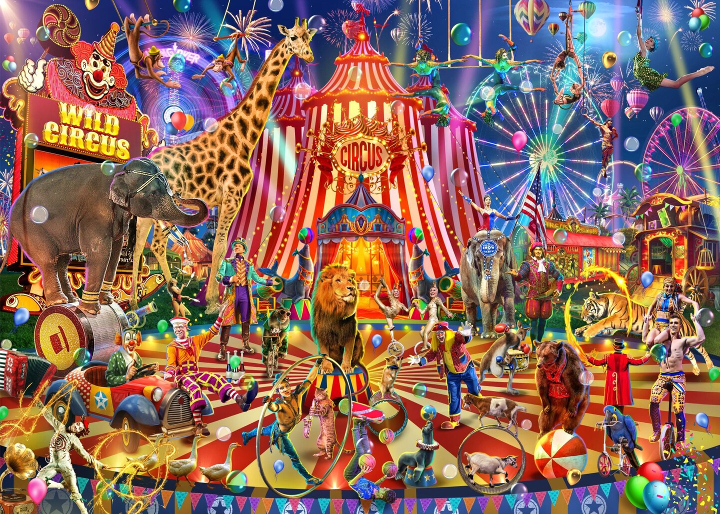 Pulcinellas Circus & Varieté　ジャグリング　サーカス Brain Tree - Wild Circus Jigsaw Puzzles 1000 Piece | Michaels