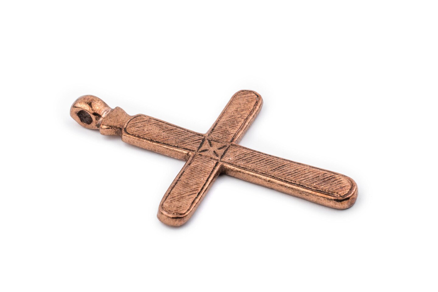 TheBeadChest Addis Ethiopian Copper Cross Pendant (80x50mm)