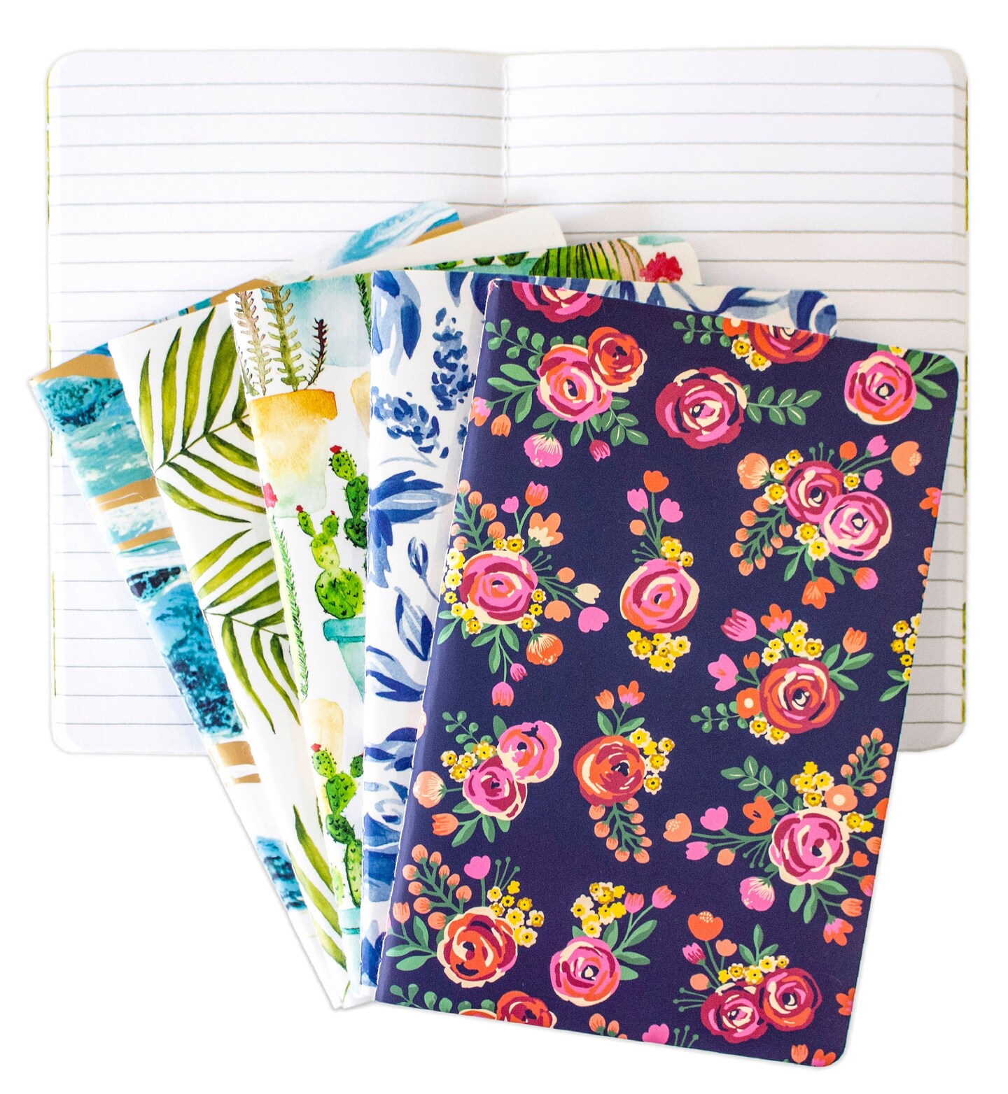 bloom daily planners Mini Lined Notebook Set of 5, 3.5&#x22; x 5.5&#x22;, Assorted Patterns