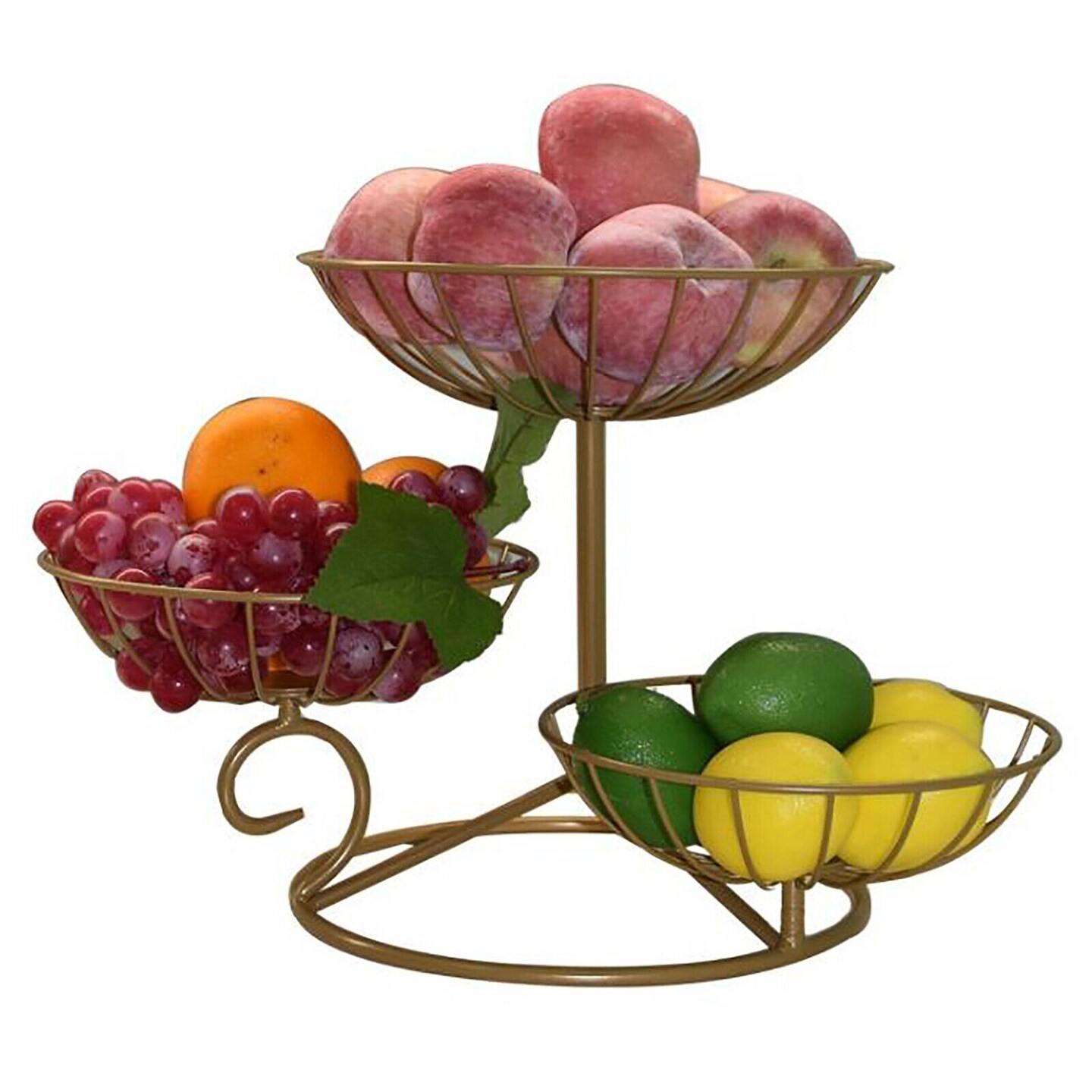 Kitcheniva 3 Tier Gold Metal Fruit Tray Organizer Stand