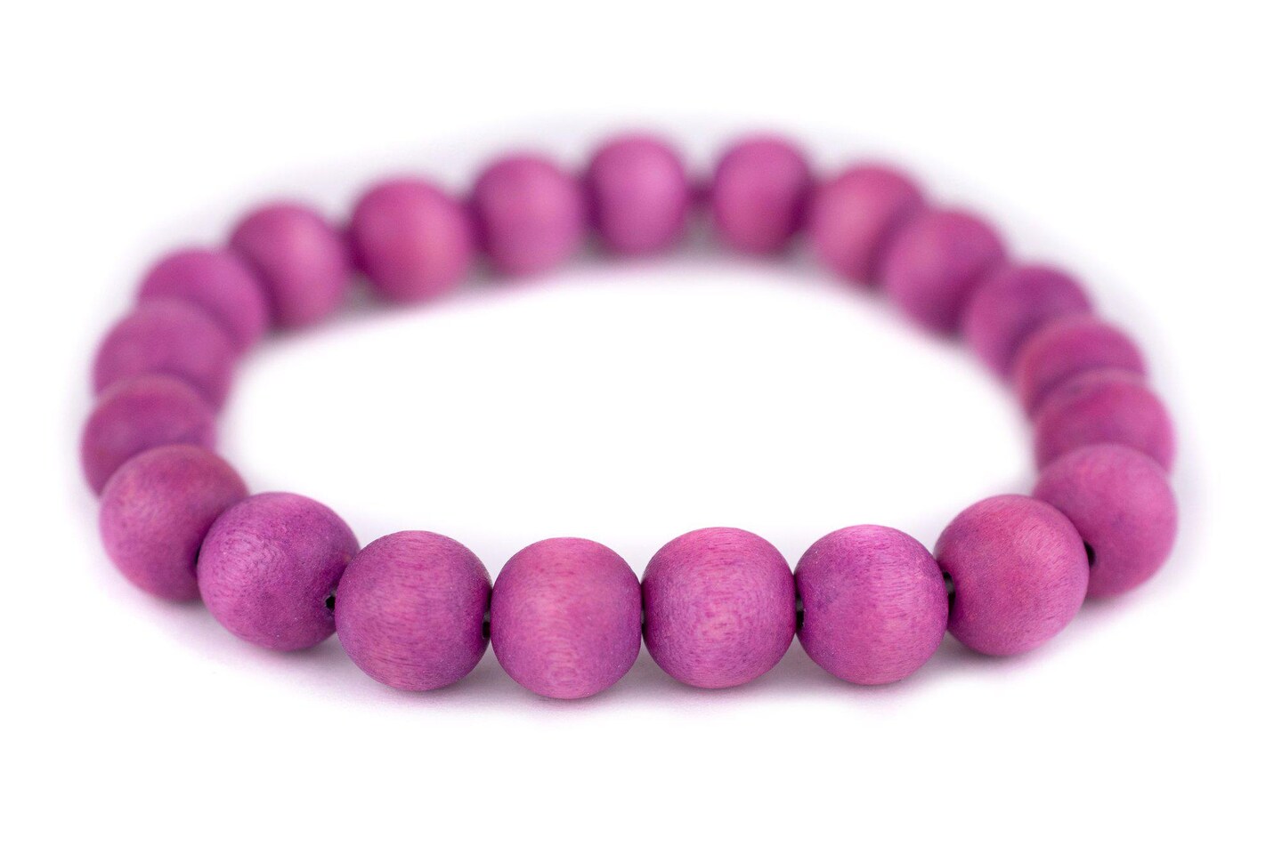 TheBeadChest Wood Stretch Bracelet, Magenta - Stackable Beaded Jewelry, Unisex for Men &#x26; Women