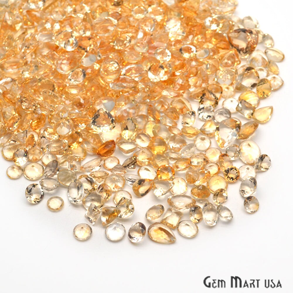 Citrine Gemstone, 100% Natural Faceted Loose Gems, November Birthstone, 10-20mm, 100 Carats, GemMartUSA (CI-60010)