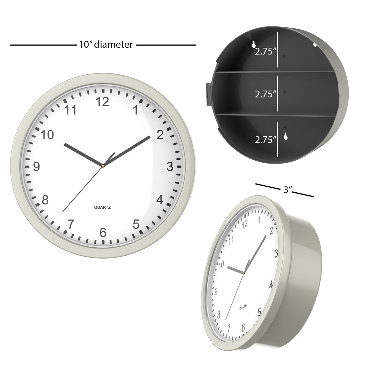 Hidden Compartment Wall Clock - 10&#x22; Analog Battery Operated Clock with Secret Storage for Jewelry, Cash, Valuables