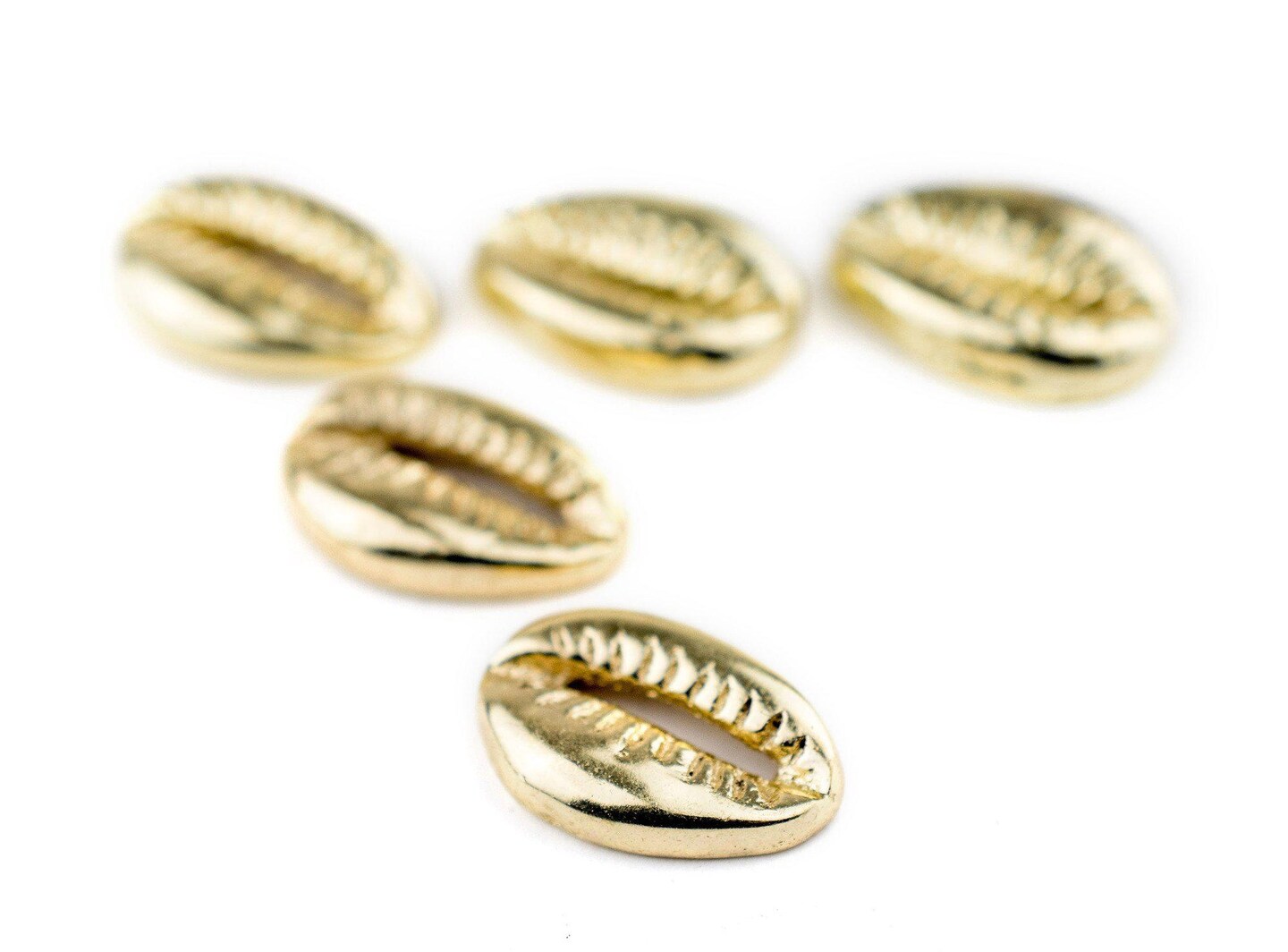 TheBeadChest Gold Cowrie Shells (Set of 5): Metal Beads for DIY Crafts &#x26; Jewelry-Making Inspired by African Sea Shells