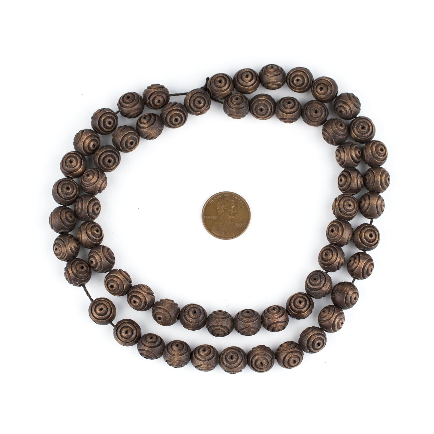 The Bead Chest Carved Vintage-Style Round Olive Wood Beads from Bethlehem (10mm)
