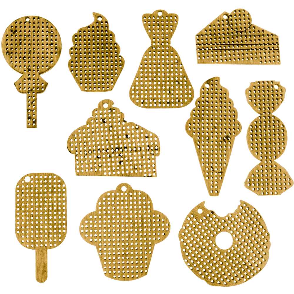 Set of blanks for embroidery on wood