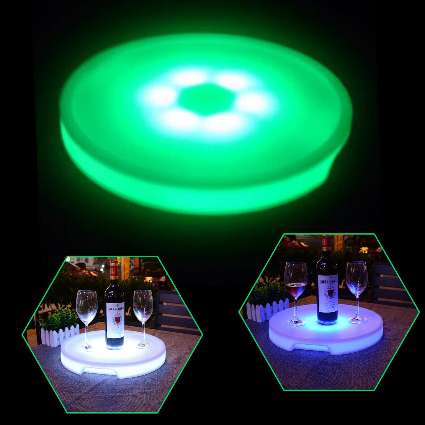 Kitcheniva LED Light Up Bottle Serving Tray Waterproof 2000mAh