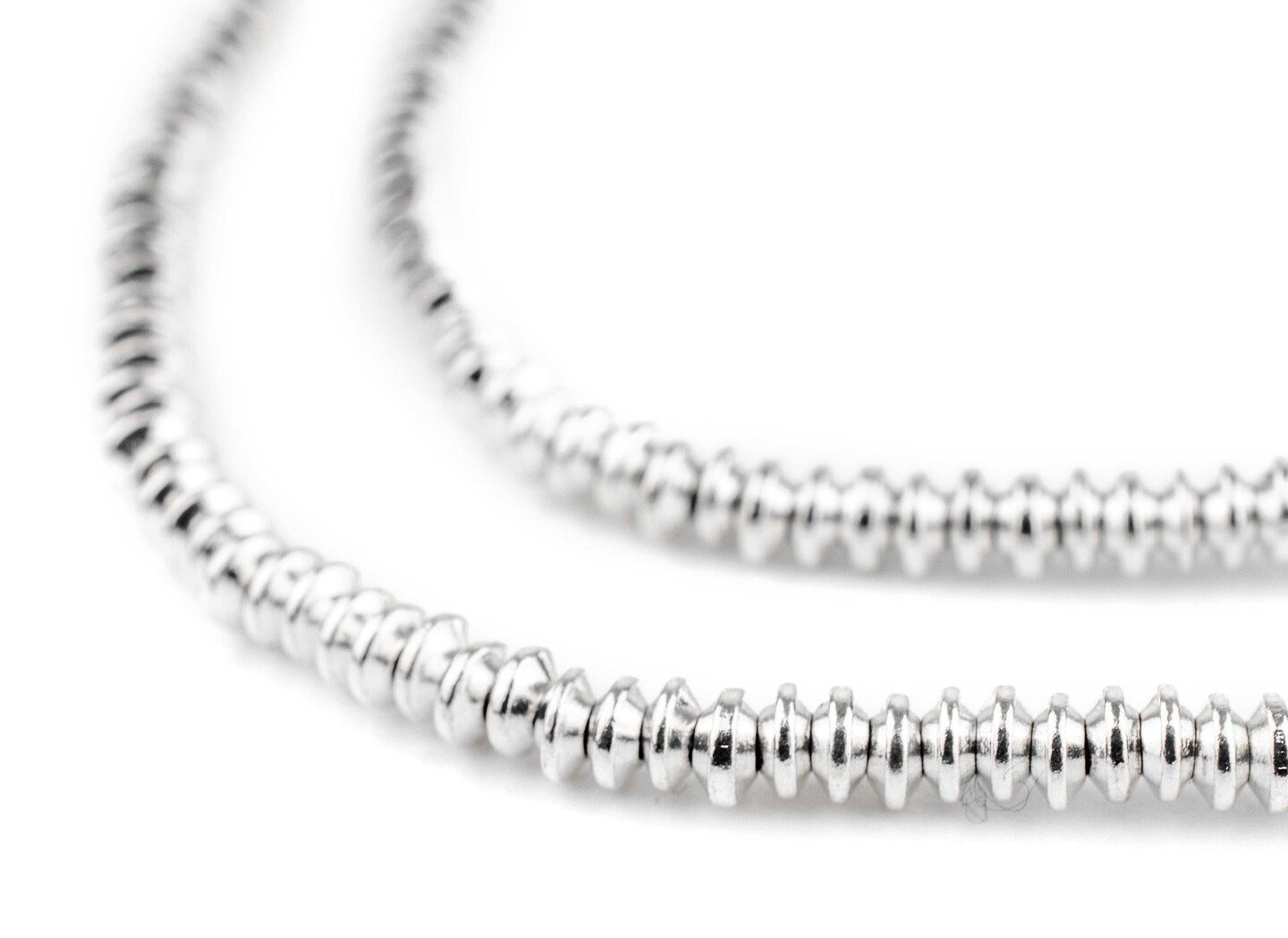 The Bead Chest Shiny Silver Saucer Beads 4mm White Metal 24 Inch Strand
