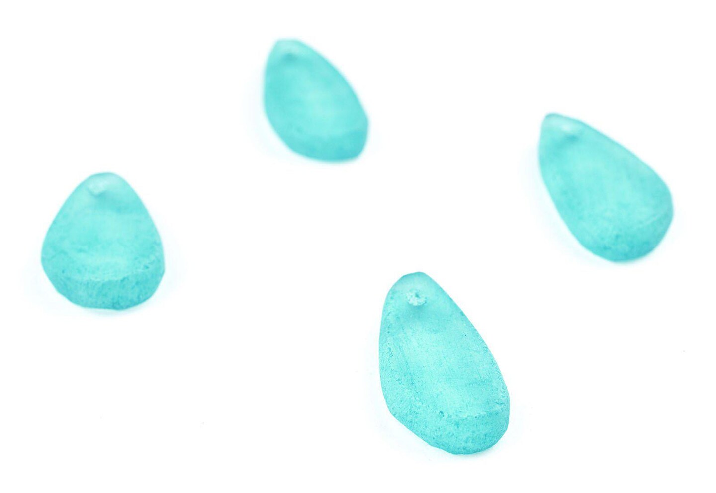 TheBeadChest Teardrop Sea Glass Pendants, Frosted Matte Eco-Friendly Translucent Recycled Glass Charms for Jewelry &#x26; Necklace Making