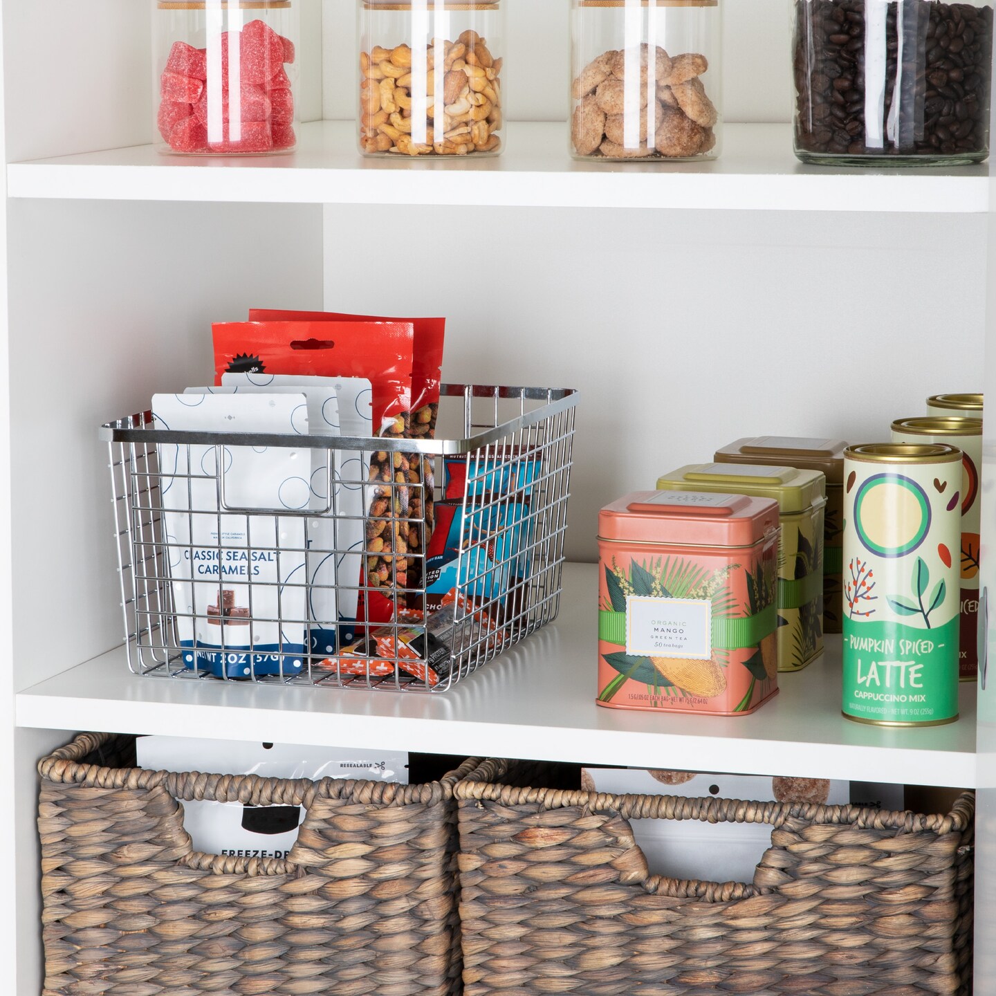 Smart Design Nestable Basket Organizer with Handles - Steel - 9 x 12 x 6 - Chrome- Set of 4