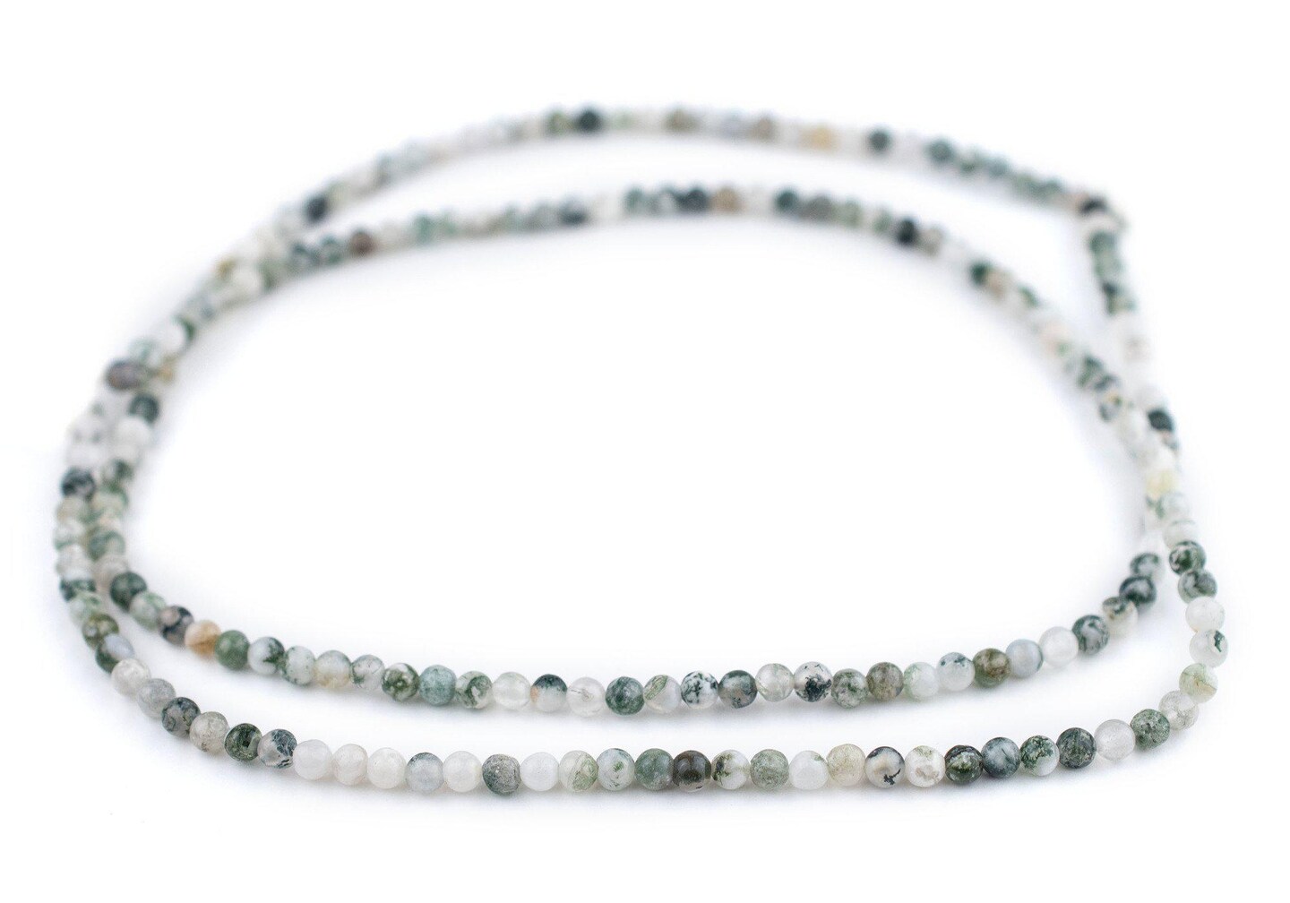 TheBeadChest Round Tree Agate Beads (4mm): Organic Gemstone Round Spherical Energy Stone Healing Power Crystal for Jewelry Bracelet Mala Necklace Making
