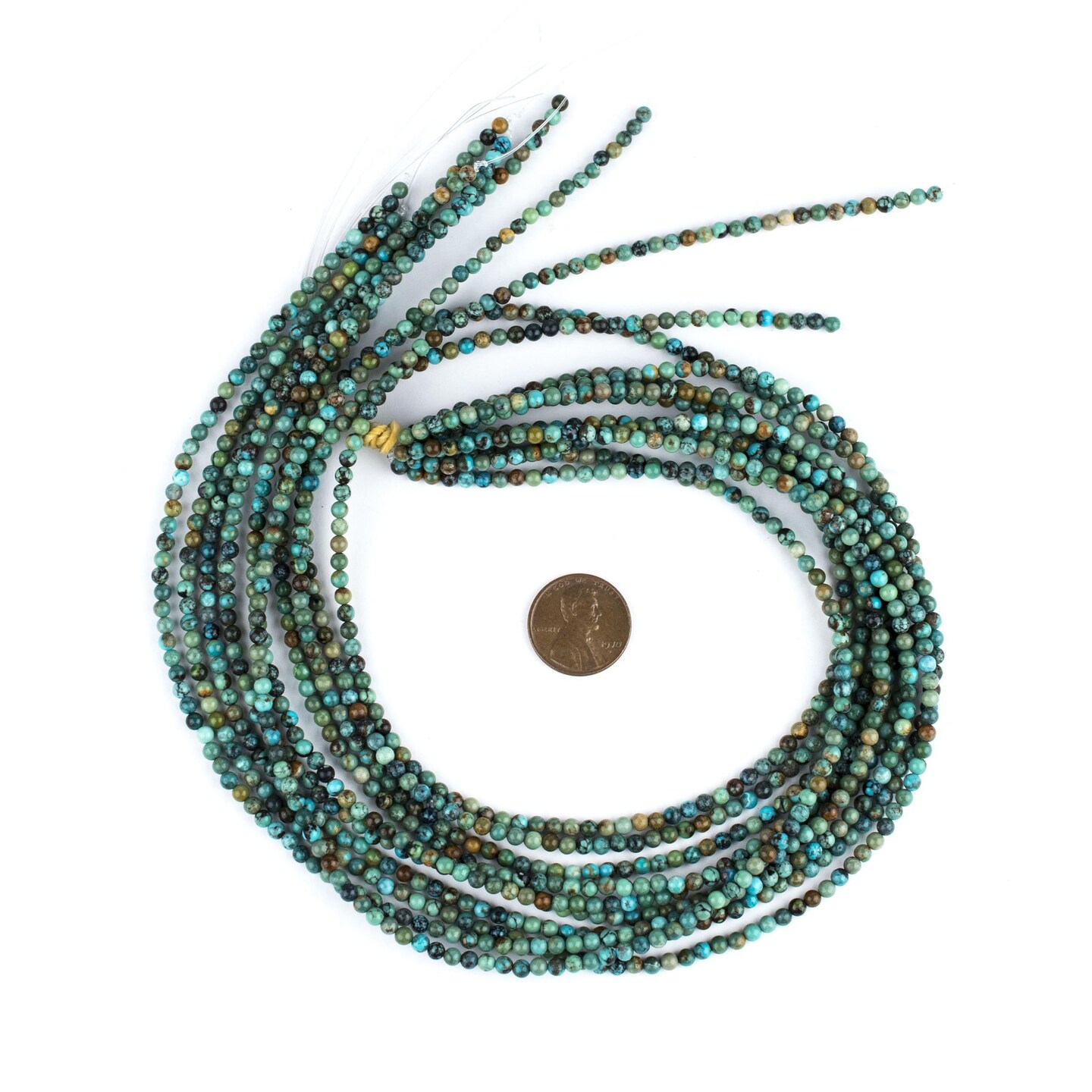 TheBeadChest Round Turquoise Beads - Quality Genuine Turquoise Stone Beads for Crafts and Jewelry Making (3mm) - Single 16&#x22; Strand