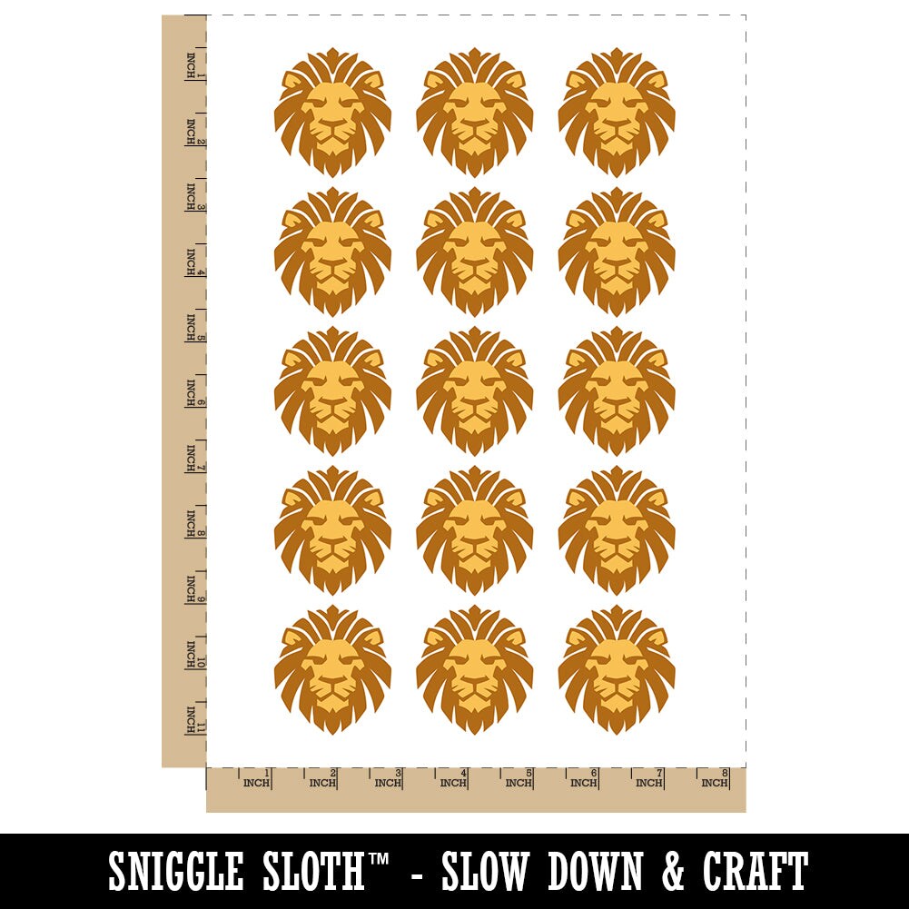 Regal Lion Head Temporary Tattoo Water Resistant Fake Body Art Set Collection (1 Sheet)