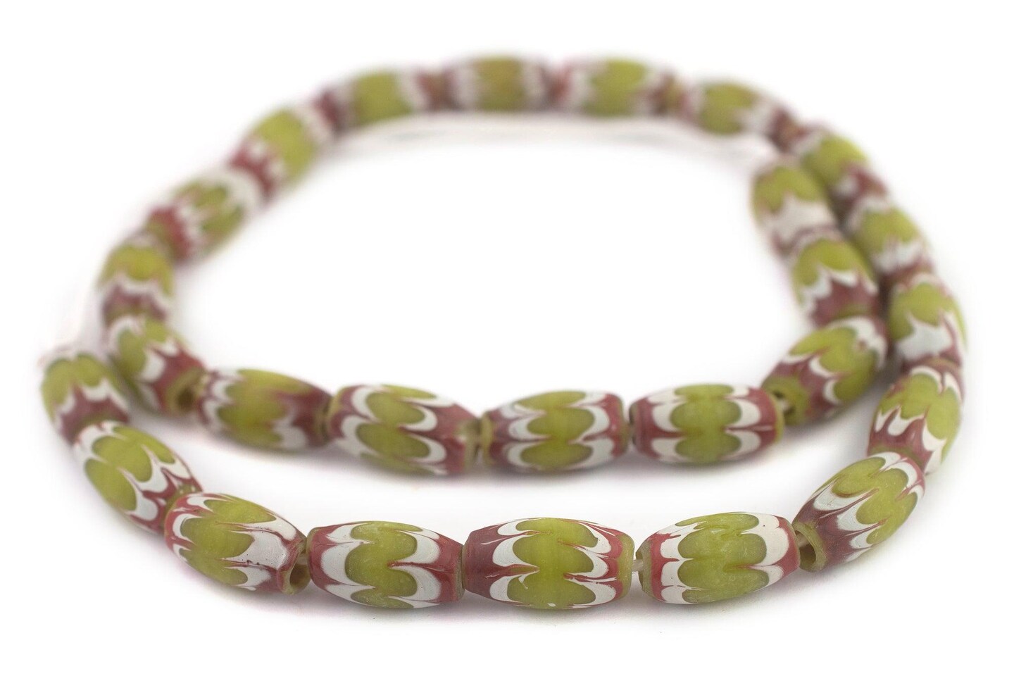 TheBeadChest Lime Green Java Chevron Beads (16x10mm)