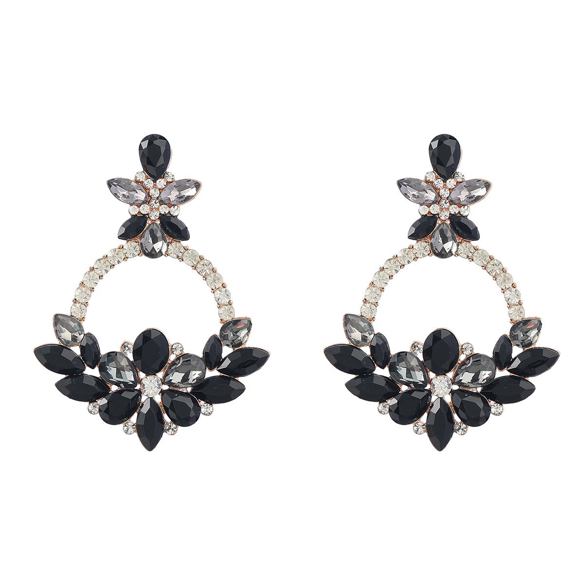 Alloy Diamond Rhinestone Floral Earrings