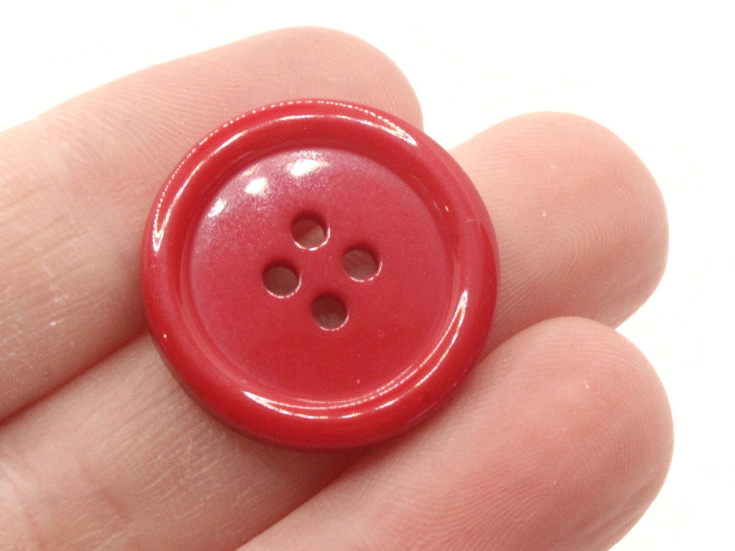 10 22mm Red Flat Round Plastic Four Hole Buttons
