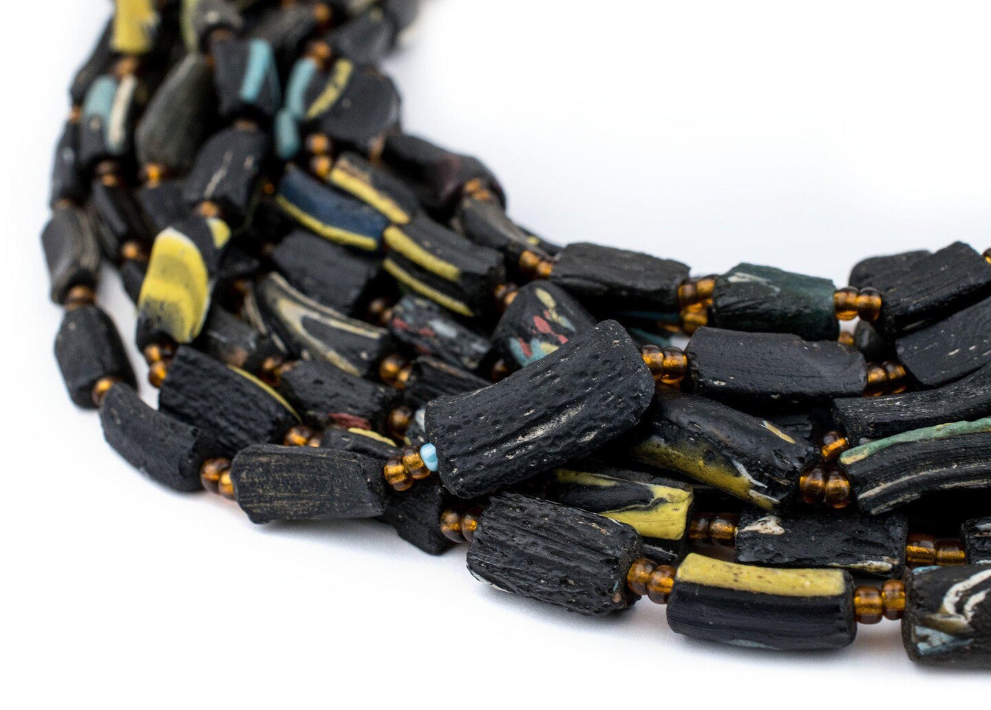 Rectangular - Black Roman Glass Beads, Genuine Glass Found in Afghanistan, Matte Glass Beads for Jewelry Making, The Bead Chest
