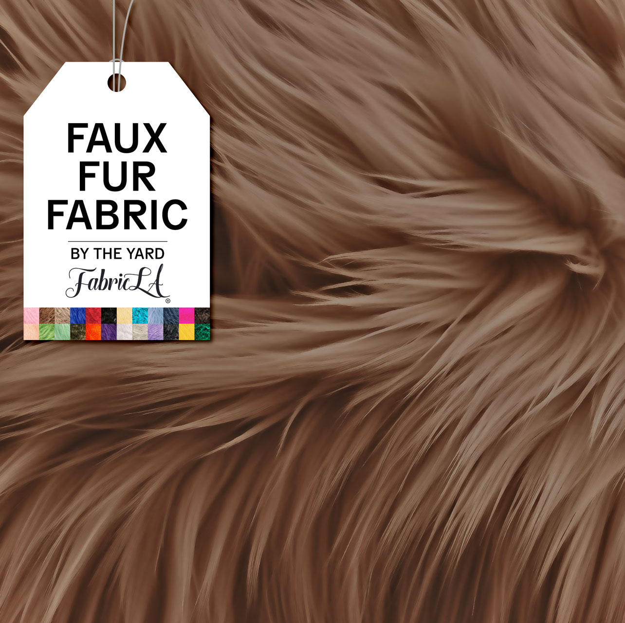 FabricLA | Shaggy Faux Fur | Fabric by The Yard | 36" X 60" Inch Wide | Craft Furry Fabric | Sewing, Apparel, Rugs, Pillows & More | Faux Fluffy Fabric | Light Brown, 1 Yard