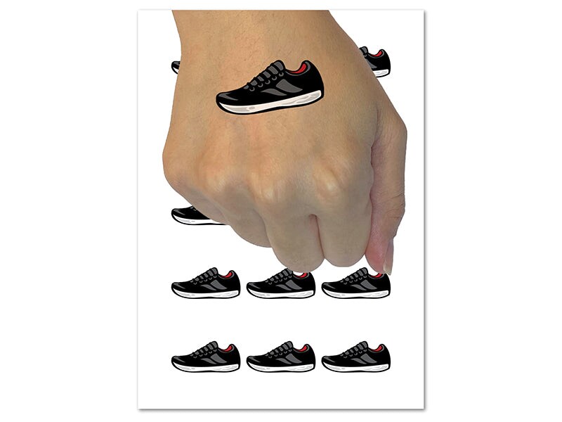 Athletic Running Shoe Temporary Tattoo Water Resistant Fake Body Art Set Collection (1 Sheet)