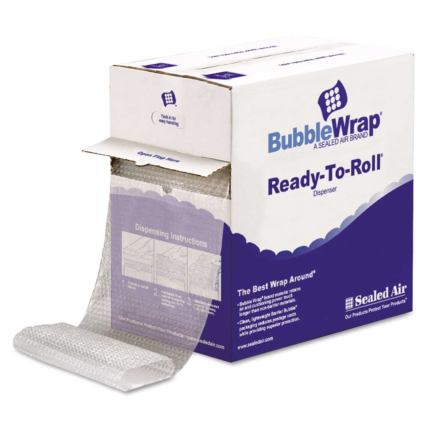 Paper Cold Seal Aircap Bubble Wrap&#xAE;, Self-Clinging Air-Cushioned, 3/16&#x22; Thick, 12&#x22; x 175ft