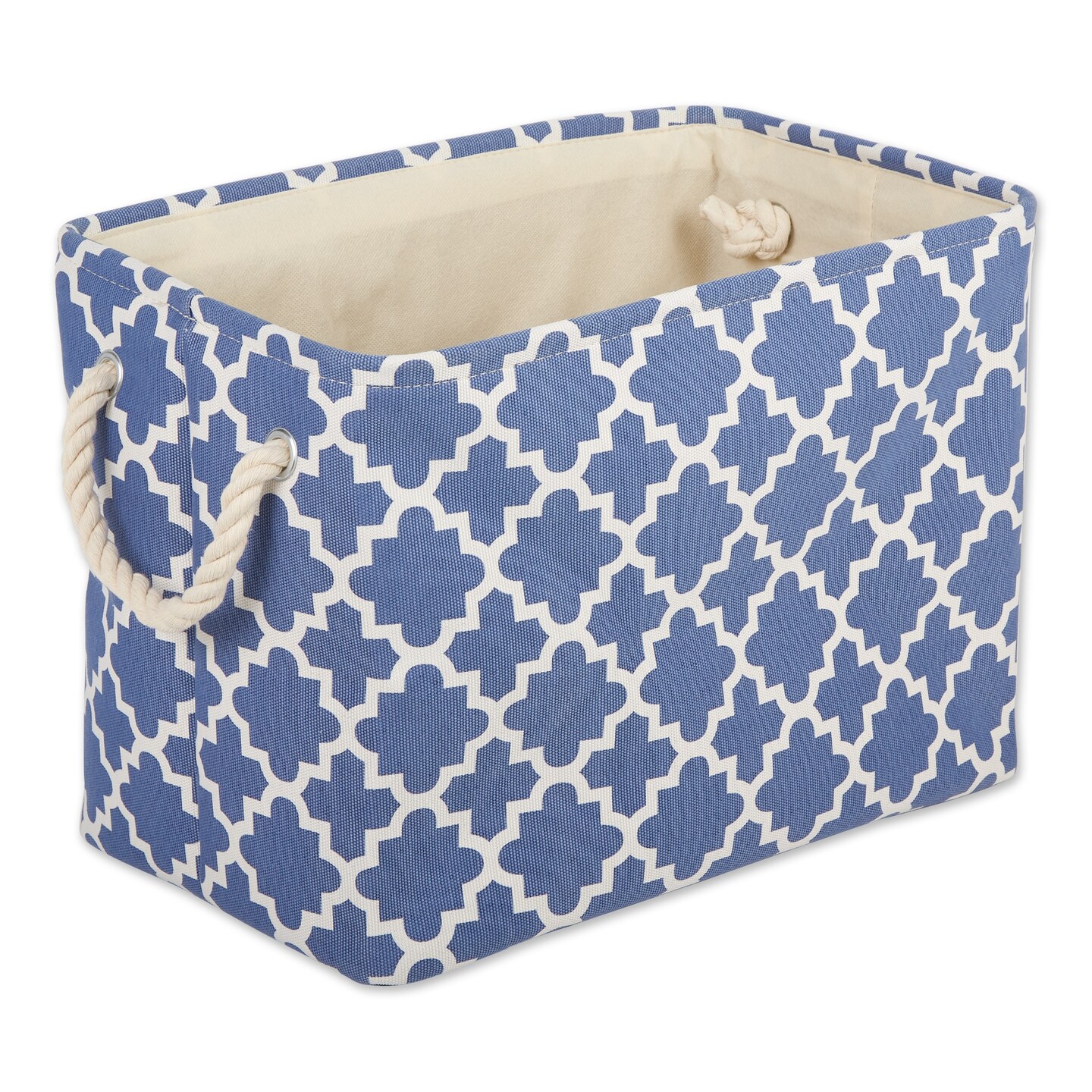 Contemporary Home Living Small Lattice Rectangular Storage Bin - 9" - Light Blue