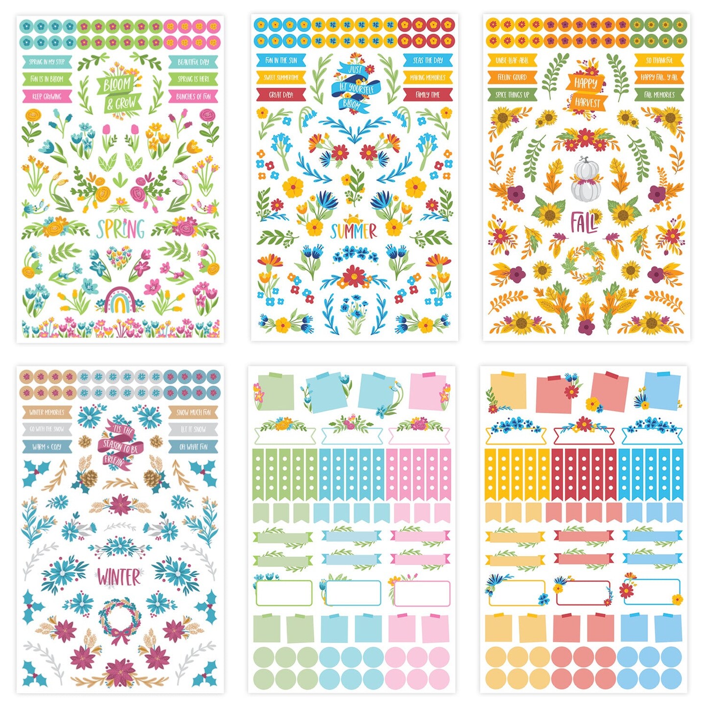 bloom daily planners Sticker Sheets, Decorative Floral Planner Stickers